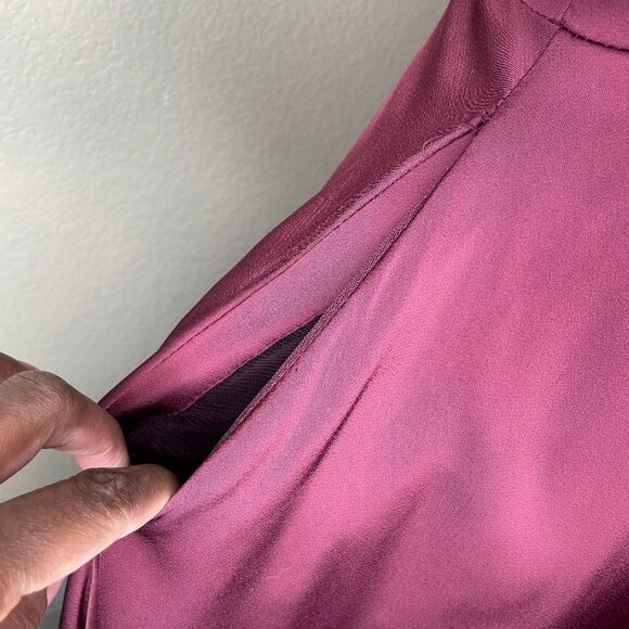 Morilee Madeline Gardner Bordeaux Satin One Shoulder Bridesmaid Dress Gown Sz 4 - Picture 7 of 14